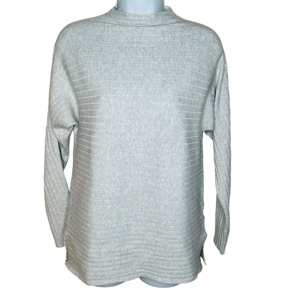 Banana Republic Ribbed Funnel Mock Neck Top Size S Gray